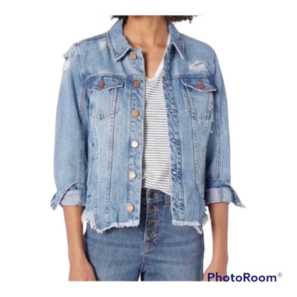 BLANK NYC Raw Hem Distressed Denim Jean Jacket: size Small - Picture 3 of 14